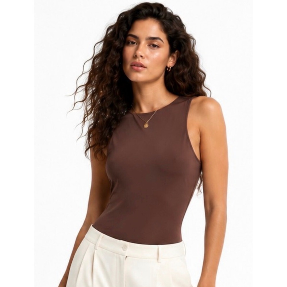Abercrombie & Fitch Soft AF Collection High Neck Bodysuit Maroon Medium